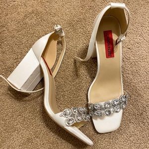 Bridal White Block Heels